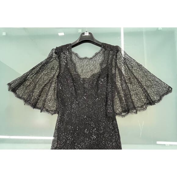 NWT Dolce & Gabbana Black Metallic Corded Lace Flared Low Back Dress IT 42 US M - Picture 8 of 11